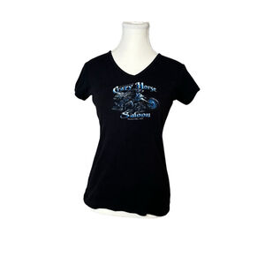 Y2K graphic Biker Black Baby Tee